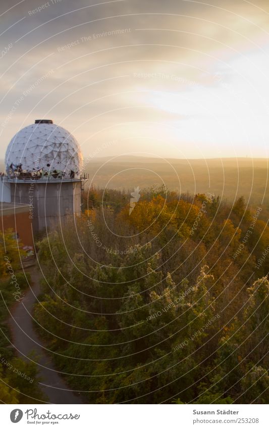 Herbst über Berlin Landschaft Wolken Schönes Wetter Baum Wald Urwald leuchten beeindruckend Teufelsberg Kugel hören historisch waldgebiet Weltraumstation