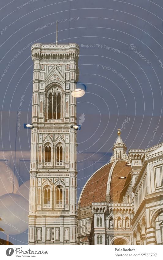#A# Kein Falke in Sicht Kunst ästhetisch Turm Florenz Italien Reflexion & Spiegelung Kultur Farbfoto mehrfarbig Außenaufnahme Experiment abstrakt Menschenleer