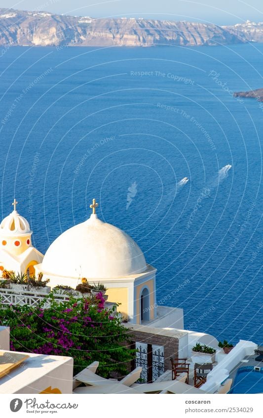 Church´s Kuppel mit Meereshintergrund in Santorini, Griechenland schön Ferien & Urlaub & Reisen Tourismus Kreuzfahrt Sommer Insel Kunst Kultur Natur Landschaft
