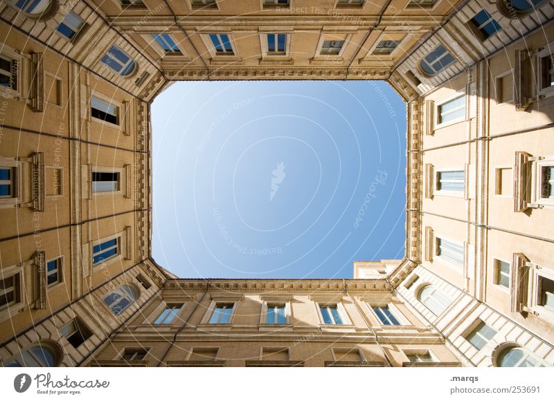 Frame Rom Italien Stadt Architektur Fassade einfach Innenhof Perspektive Rechteck himmelwärts aufstrebend hoch ästhetisch elegant Haus oben Ordnung Präzision