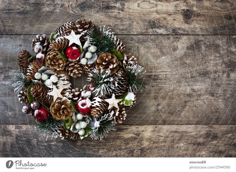 Weihnachtskranz Winter Dekoration & Verzierung Feste & Feiern Weihnachten & Advent Ornament grün Tradition Kranz Dezember Girlande Kiefer Rust Jahreszeiten