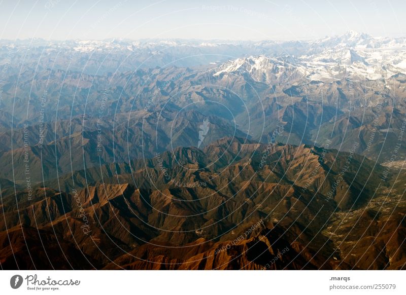 Alpin Natur Erde Himmel Horizont Klimawandel Schönes Wetter Alpen Berge u. Gebirge Gipfel Schneebedeckte Gipfel Unendlichkeit Farbe Strukturen & Formen Farbfoto