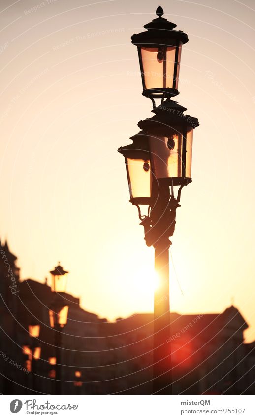 Wenn's an der Leuchte leuchtet. Kunst ästhetisch Zufriedenheit ruhig Idylle Venedig Veneto Laterne Straßenbeleuchtung Laternenpfahl blenden Blendenfleck