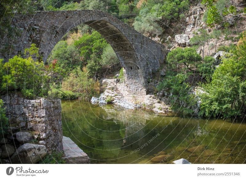 Alte Brücke über korsischem Fluss Lonca Ferien & Urlaub & Reisen Tourismus Ausflug Ferne Natur Landschaft Pflanze Wasser Wildpflanze Felsen Berge u. Gebirge