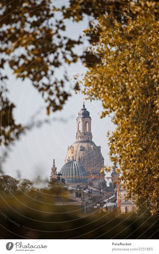 #A# Dame im Herbst Kirche ästhetisch Frauenkirche Kuppeldach Dresden Sehenswürdigkeit Wahrzeichen historisch Historische Bauten Städtereise Farbfoto mehrfarbig
