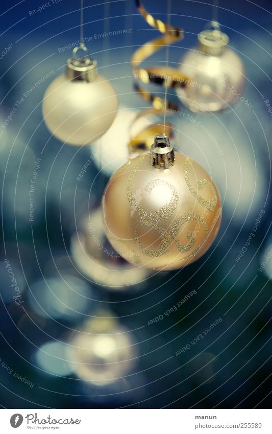 Christbaumkugeln Feste & Feiern Weihnachten & Advent Zeichen Kugel Weihnachtsdekoration blau gold festlich Farbfoto Innenaufnahme Menschenleer