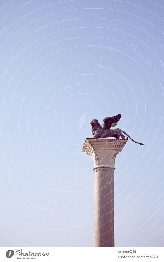 flieg Löwe, flieg! Kunst ästhetisch Wappentier Venedig Flügel Säule Wahrzeichen Symbole & Metaphern Symbolismus San Marco Basilica Markusplatz Bauwerk Stein