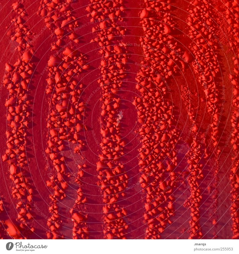 Tau Design Wassertropfen Klima Regen Lack Autolack Tropfen nass viele rot Farbe Klimawandel Flüssigkeit Hintergrundbild Farbfoto Außenaufnahme Detailaufnahme