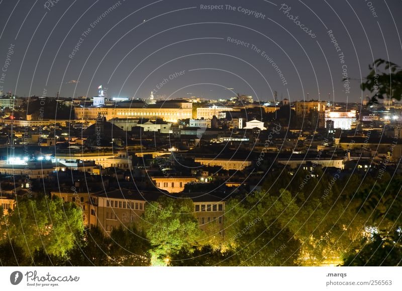 Erleuchtung Städtereise Rom Italien Hauptstadt leuchten dunkel Farbfoto Außenaufnahme Menschenleer Textfreiraum oben Nacht Langzeitbelichtung