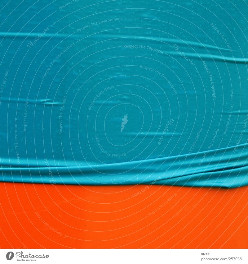 Overoll Stil Design Kunststoff einfach blau orange Plastiktüte Gummi Material Müllbehälter Falte graphisch Strukturen & Formen Linie knallig Streifen