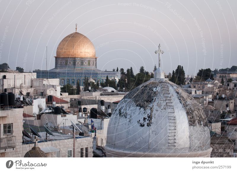 Frohe Weihnachten! Jerusalem Israel Naher und Mittlerer Osten Stadt bevölkert Kirche Dom Bauwerk Gebäude Dach Sehenswürdigkeit Denkmal Felsendom beobachten