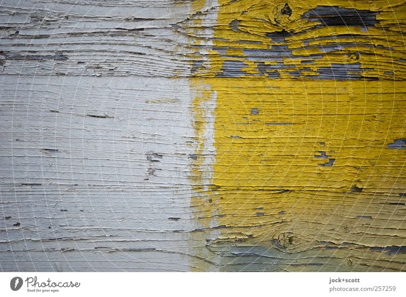 Zwischen den Jahren Dekoration & Verzierung Holz Streifen einfach gelb weiß abgeplatzt nebeneinander überdeckt Straßenkunst Maserung Lack verwittert