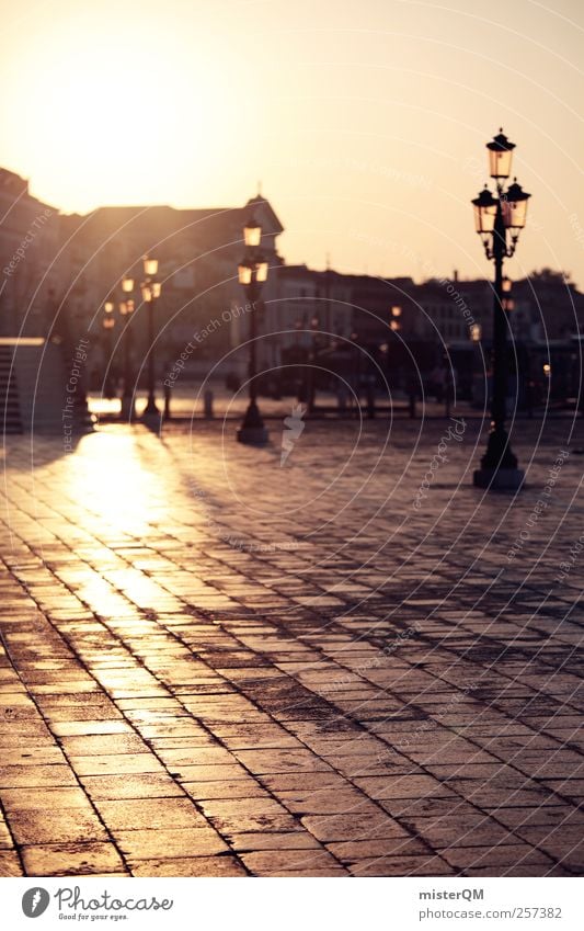 Sonnen-Promenade. Kunst ästhetisch Ferne Hoffnung Einsamkeit Venedig Dämmerung Veneto Italien Hafenstadt Städtereise Fernweh Stadt Romantik Traurigkeit Laterne