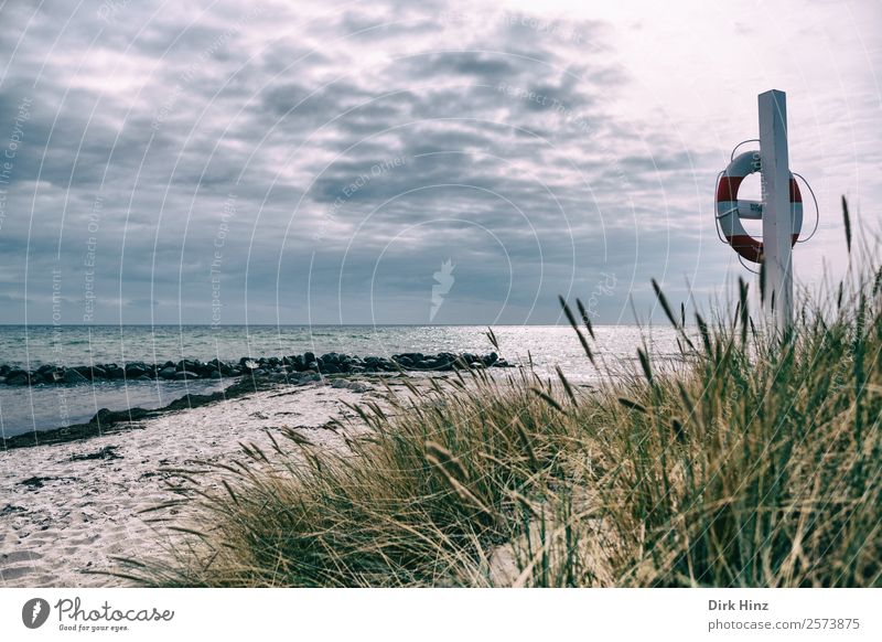 Badestrand mit Rettungsring bei Marstal / Dänemark Ferien & Urlaub & Reisen Tourismus Ausflug Ferne Freiheit Sommer Sommerurlaub Strand Meer Insel Wellen Wolken