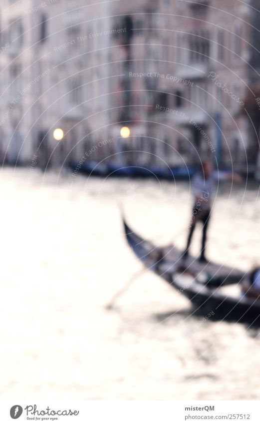 Romantico. Kunst Kunstwerk Gemälde ästhetisch Aquarell Surrealismus künstlich falsch traumhaft Venedig Veneto Canal Grande Gondel (Boot) Gondoliere Kanal