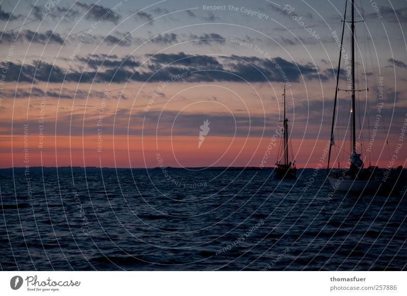 Abendrot - Seemanns Not Ferien & Urlaub & Reisen Sommer Meer Wellen Natur Himmel Wolken Nachthimmel Horizont Wind Bucht Fjord Nordsee Ostsee Jacht Segelboot