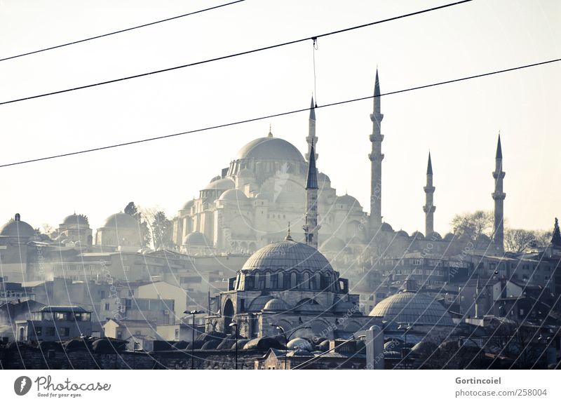 Süleymaniye Camii Stadt Stadtzentrum Skyline Bauwerk Gebäude Sehenswürdigkeit alt Moschee Rauch Minarett Kuppeldach Istanbul Türkei Gotteshäuser Islam