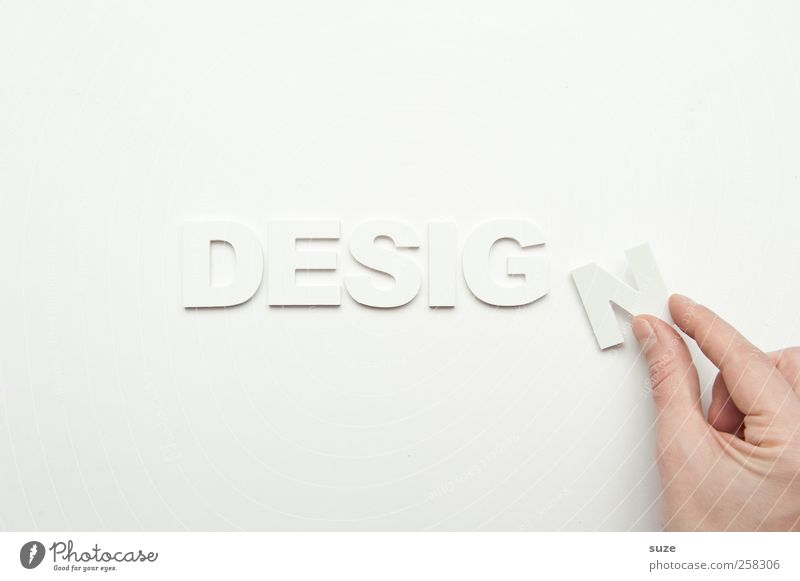 Design Lifestyle Hand Finger Schriftzeichen ästhetisch einfach hell Sauberkeit weiß Buchstaben Wort Klarheit deutlich Kreativität Typographie Großbuchstabe