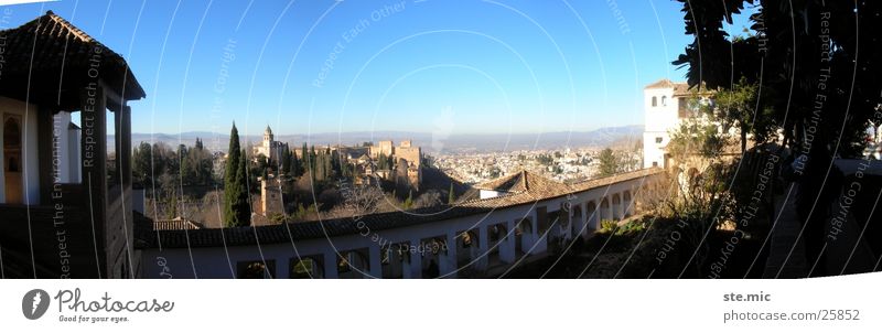Ausblick Alhambra Granada Spanien Aussicht Mauer Panorama (Aussicht) Europa Sonne Schönes Wetter groß Panorama (Bildformat)
