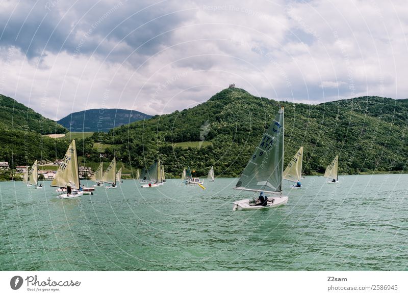 Regatta | Segelschiffe | Kalterer See Freizeit & Hobby Ferien & Urlaub & Reisen Ausflug Freiheit Sommerurlaub Wassersport Segeln Natur Landschaft Wolken