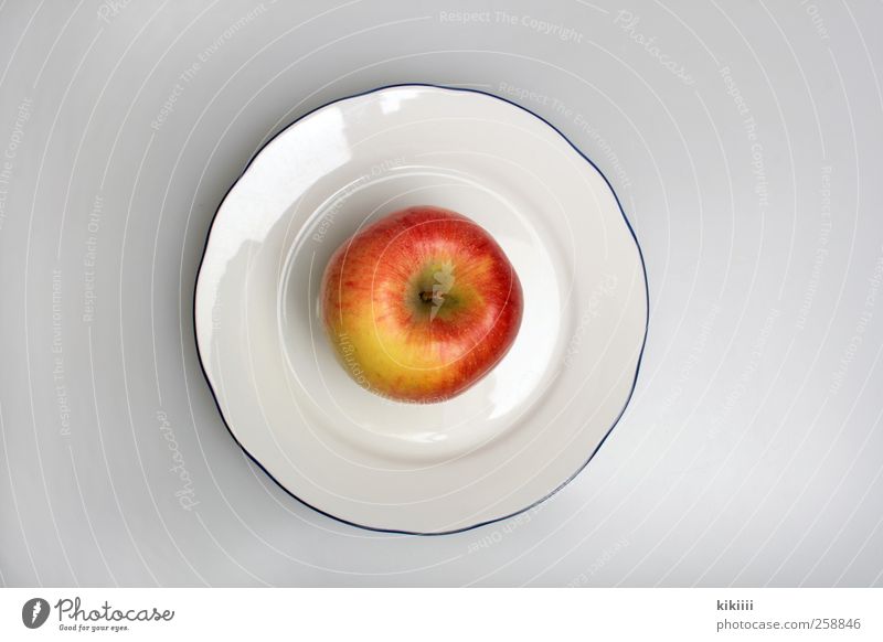 Frühstück Frucht Apfel Ernährung Mittagessen Picknick Bioprodukte Vegetarische Ernährung Diät Geschirr Teller Symmetrie Farbfoto Studioaufnahme