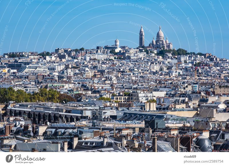 Blick auf die Basilika Sacre-Coeur in Paris, Frankreich Erholung Ferien & Urlaub & Reisen Tourismus Städtereise Haus Wolken Herbst Stadt Hauptstadt Gebäude
