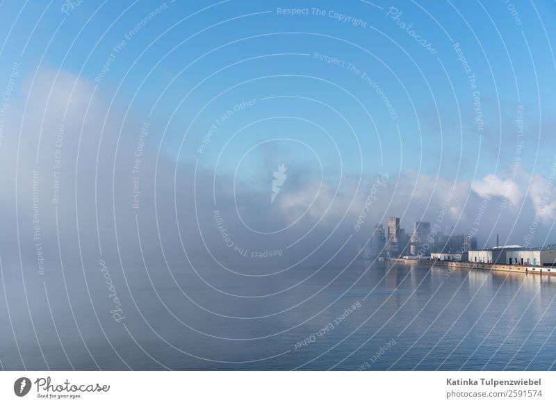 Der Hafen Trois-Rivières im morgendlichen Nebel, Quebec, Canada Industrie Umwelt Natur Landschaft Wasser Sonnenaufgang Sonnenuntergang Herbst Blitze Wellen