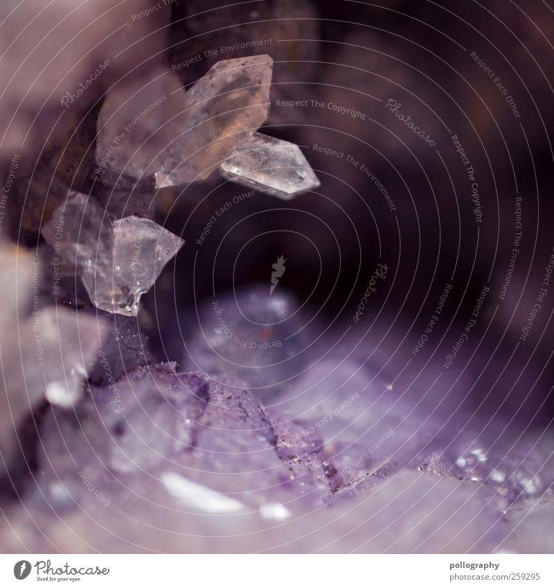 crystallized Natur dreckig Ferne klein Kristalle Kristallstrukturen glänzend Fälschung Farbe violett Quarz Stein Mineralien Spitze Punkt Druse Einschluss