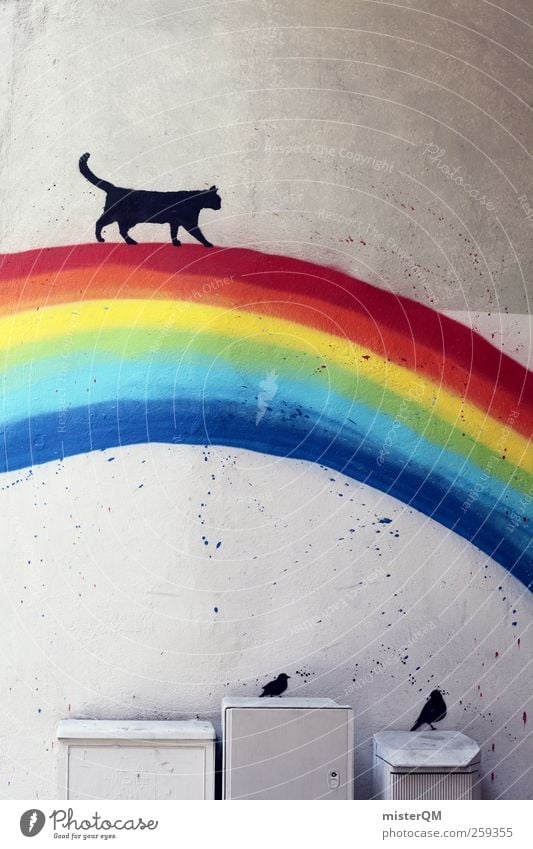 Simon was here. Kunst Kunstwerk ästhetisch Straßenkunst Wand Mauer Kreativität Idee Regenbogen regenbogenfarben Kindergarten bemalt Graffiti