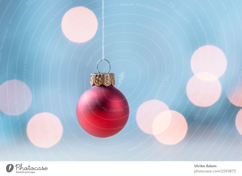 Hängende rote Weihnachtskugel Stil Design Postkarte Feste & Feiern Weihnachten & Advent Dekoration & Verzierung Kugel Christbaumkugel Lichterkette Glas hängen