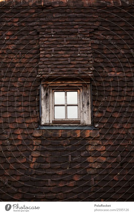 #A# Dachgeschoss Hütte ästhetisch Architektur Dachgiebel Dachfenster Fenster Muster Ziegeldach Backstein ziegelrot altmodisch Farbfoto Gedeckte Farben