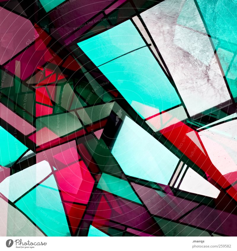 Fragment Lifestyle Stil Design Glas leuchten außergewöhnlich trendy einzigartig mehrfarbig chaotisch Farbe Perspektive Kirchenfenster Doppelbelichtung Mosaik