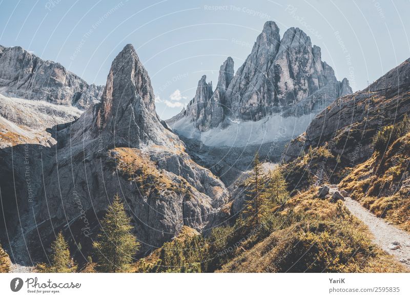 spitz Natur Landschaft Urelemente Erde Herbst Berge u. Gebirge Gipfel Kraft Dolomiten Sextener Dolomiten Daumen Spitze Wege & Pfade Fußweg wandern Außenaufnahme