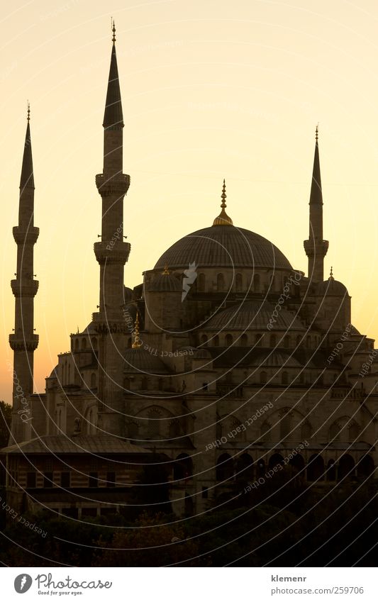 Blaue Moschee in der Sonnenuntergangsszene von Istanbul - vertikal Tourismus Kultur Himmel Gebäude Architektur Denkmal blau Religion & Glaube berühmt Truthahn