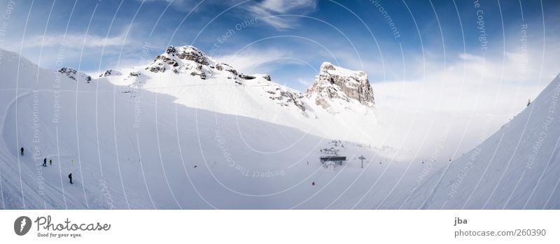 Pra Cluen Leben Ausflug Winter Schnee Winterurlaub Sport Wintersport Skipiste Landschaft Wolken Schönes Wetter Nebel Felsen Alpen Berge u. Gebirge Gipfel