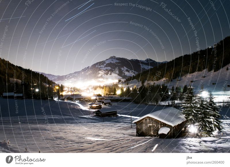*** 400 *** Wohlgefühl Tourismus Winter Schnee Winterurlaub Berge u. Gebirge Haus Nachtleben Gemälde Landschaft Luft Himmel Nachthimmel Stern Schönes Wetter