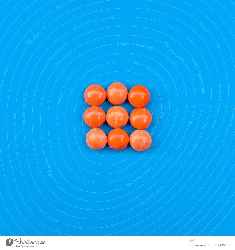 Orange Pillen Lebensmittel Süßwaren Schokolade Ernährung Diät Fasten Gesundheit Gesundheitswesen Behandlung Medikament ästhetisch lecker rund blau orange