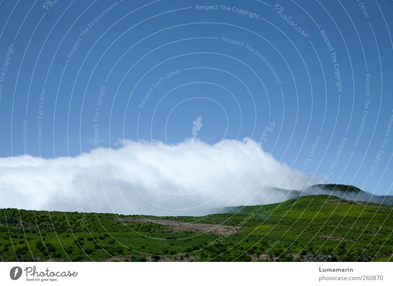 Wolkendecke Umwelt Landschaft Urelemente Erde Luft Himmel Horizont Sommer Wetter Schönes Wetter Hügel Berge u. Gebirge Insel Madeira Ferne groß Unendlichkeit