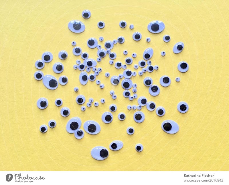 "250" Augen Kunststoff beobachten Blick gelb schwarz weiß Muster große Augen kleine Augen Kreativität konzentrisch Konzept Farbfoto Innenaufnahme Studioaufnahme