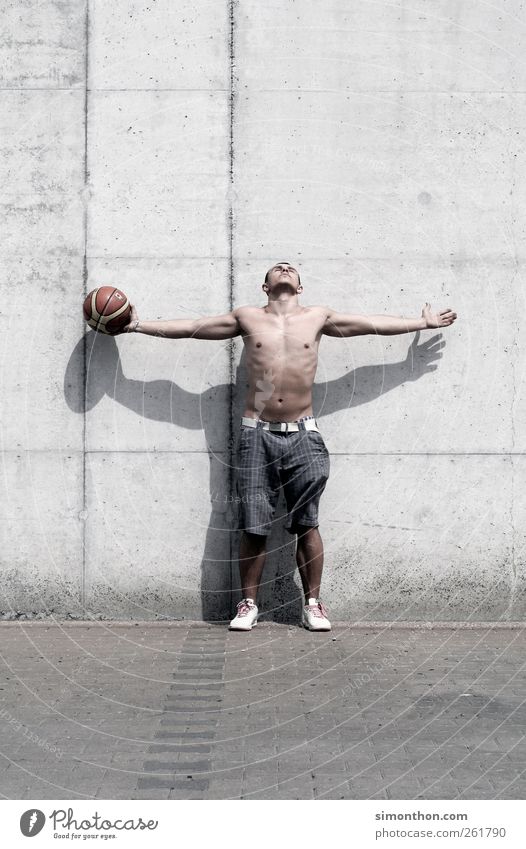 basketballer Sport Fitness Sport-Training Ballsport Sportler maskulin Junger Mann Jugendliche Körper 1 Mensch 18-30 Jahre Erwachsene stark Euphorie Macht