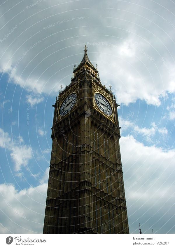 Big Ben London England Westminster Abbey Wolken Europa Architektur britain house of parliament Himmel Hauptstadt