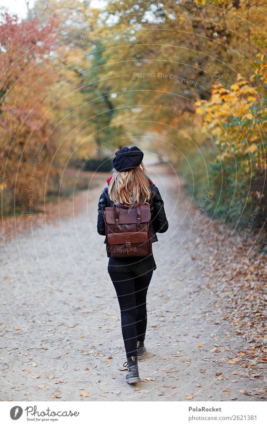 #A# Durch den Herbst Kunst ästhetisch Frau wandern Spaziergang Wald Park Herbstlaub herbstlich Herbstbeginn Herbstwald Herbstwetter Herbstlandschaft Rucksack
