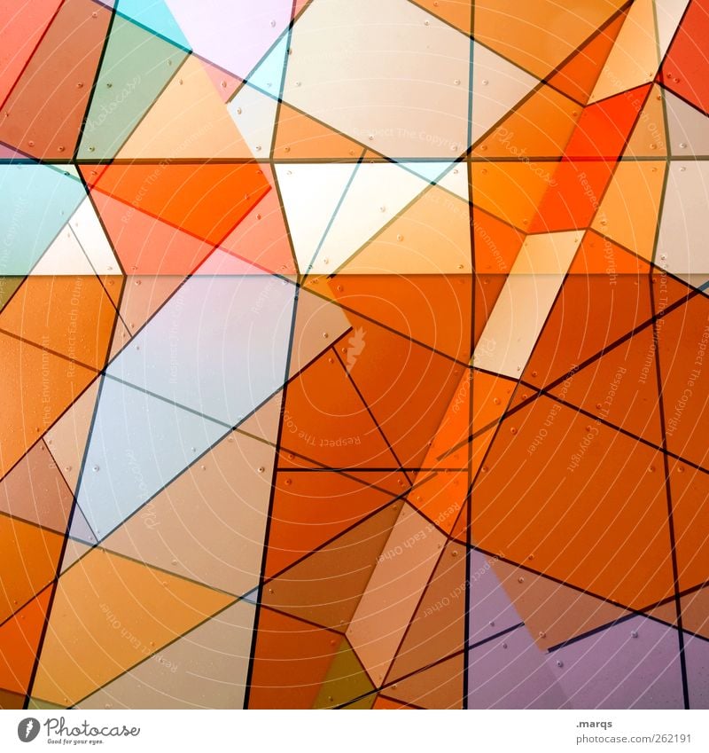 Agent Orange Stil Design Kunst Fassade Linie Mosaik leuchten außergewöhnlich trendy einzigartig modern verrückt chaotisch Farbe Ordnung Perspektive orange
