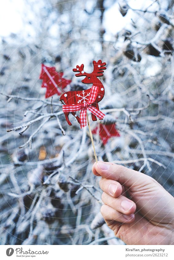 Skandinavische Weihnachtsdekoration Holz Hirsch Stil Design Winter Dekoration & Verzierung Feste & Feiern Weihnachten & Advent Hand Baum Ornament neu blau rot