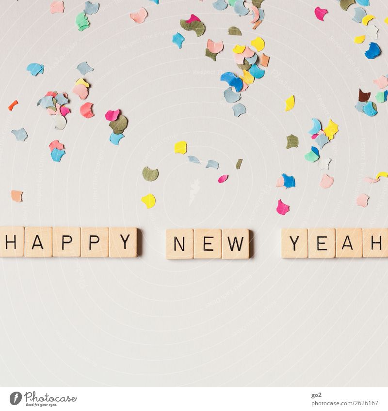 Happy New Yeah! Freude Spielen Entertainment Party Feste & Feiern Silvester u. Neujahr Geburtstag Dekoration & Verzierung Konfetti Holz Schriftzeichen