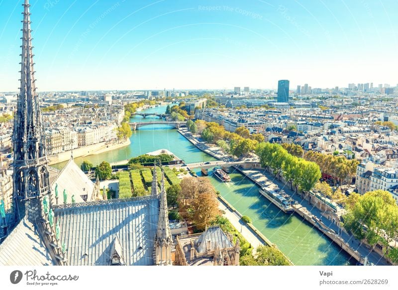 Pariser Stadtlandschaft mit Seine Fluss schön Ferien & Urlaub & Reisen Tourismus Ausflug Ferne Sightseeing Städtereise Sommerurlaub Architektur Landschaft