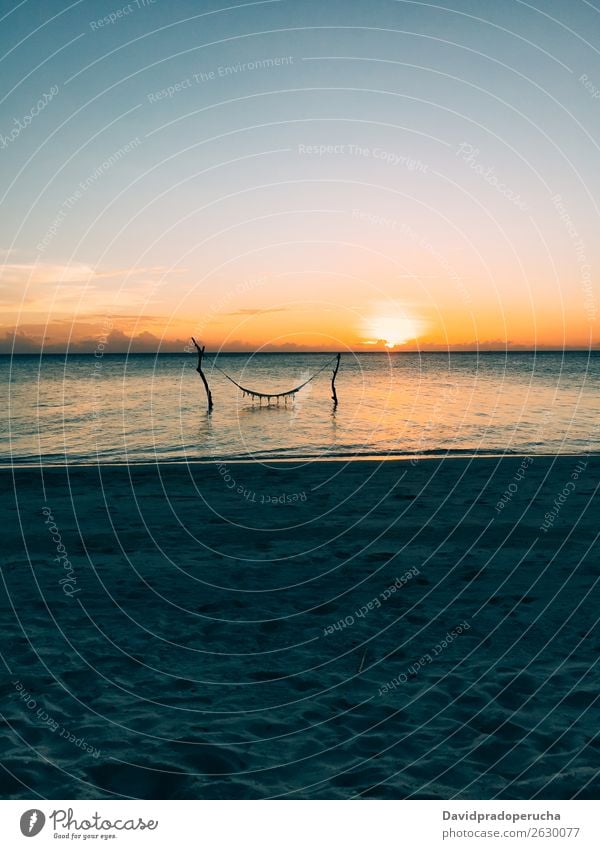 Malediven Insel Luxus Strand Resort Sonnenuntergang Hängematte Sand Schaukel Ferien & Urlaub & Reisen Meer Erholung Lagune träumen Idylle Reichtum Landschaft