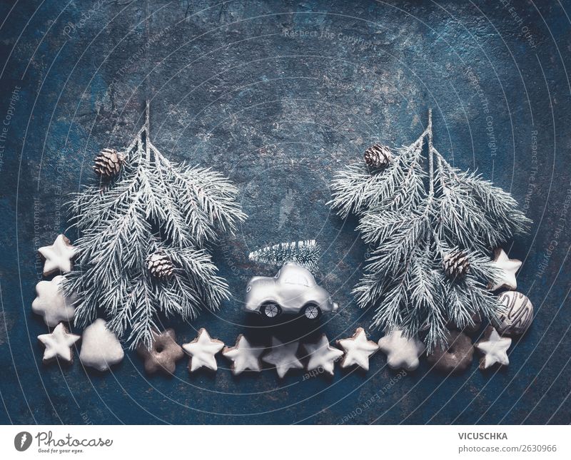 Weihnachten Composing mit Plätzchen und Weihnachtsbaum kaufen Stil Design Freude Winter Dekoration & Verzierung Feste & Feiern Weihnachten & Advent Schnee