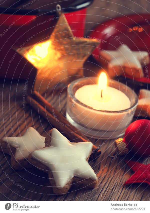 Besinnliches Dessert Süßwaren Kräuter & Gewürze Stil Winter Dekoration & Verzierung Feste & Feiern Weihnachten & Advent Kerze gelb Frieden Religion & Glaube