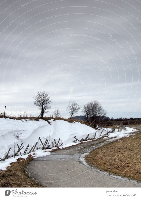 winter ade! Landschaft Wolken Winter Eis Frost Schnee Feld Wege & Pfade Frühlingsgefühle Vorfreude Zaun Tauwetter Oberschwaben Allgäu Leutkirch Schneebruch